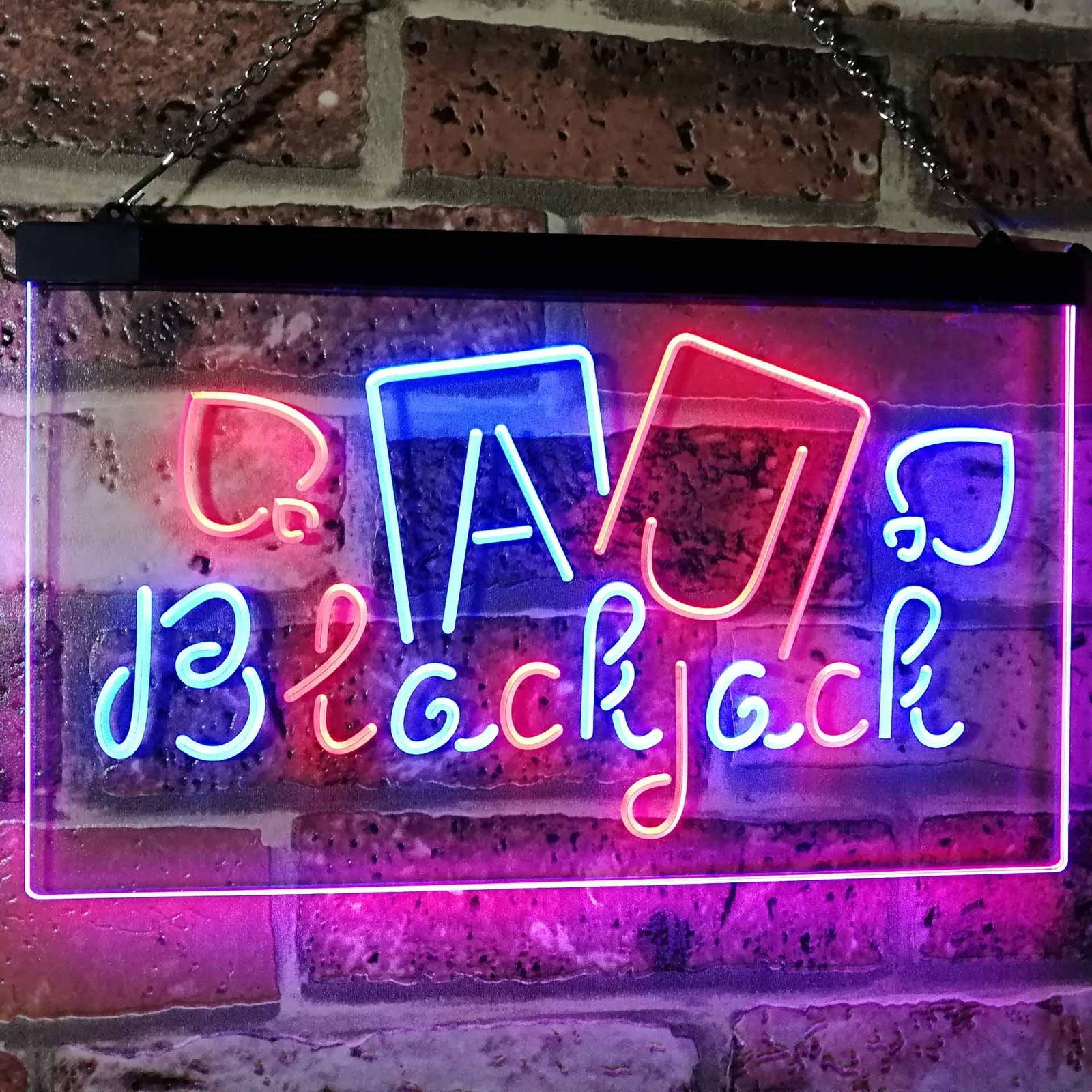 Blackjack Poker Dual Color Led Neon Sign